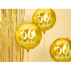 Folieballon 50th Birthday, guld, 45 cm