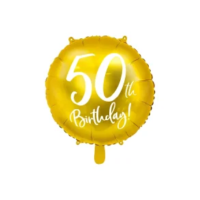 Folieballon 50th Birthday, guld, 45 cm