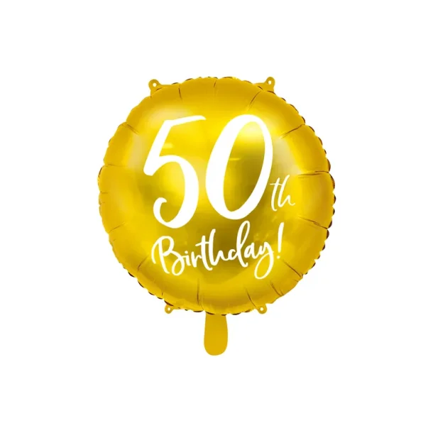Folieballon 50th Birthday, guld, 45 cm