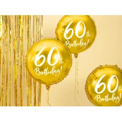 Folieballon 60th Birthday, guld, 45 cm