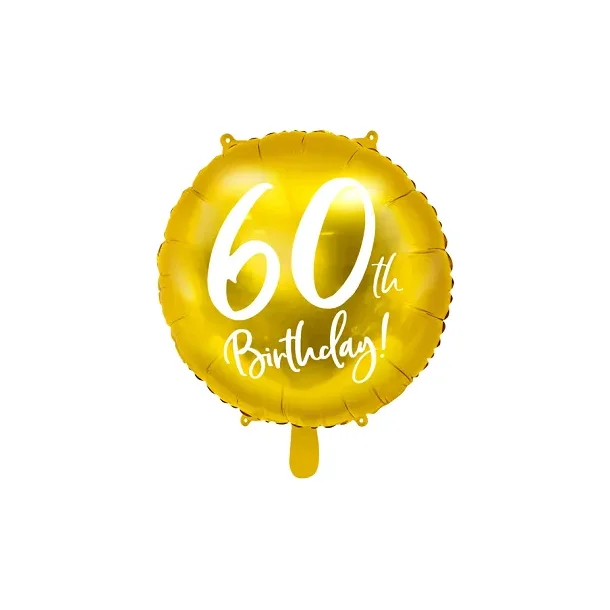Folieballon 60th Birthday, guld, 45 cm