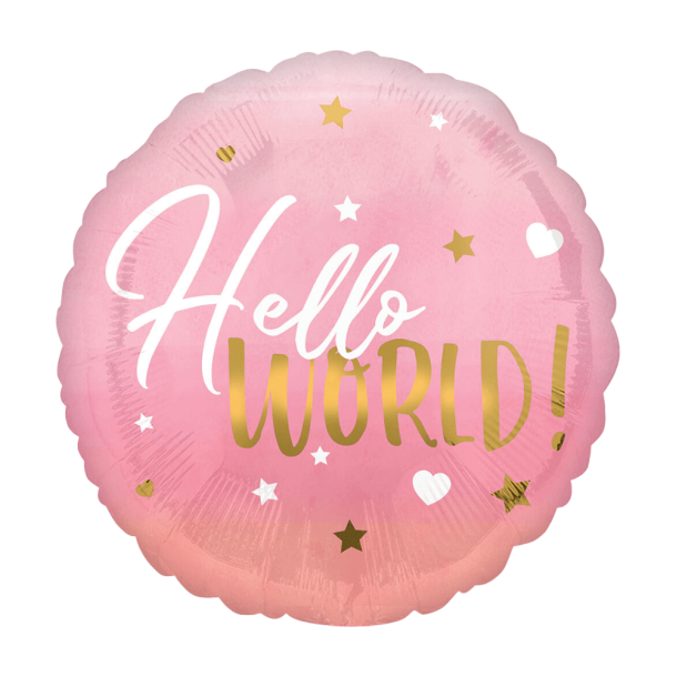 Folieballon Hello World Lyserd 45 Cm