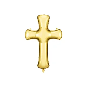 Folieballon Kors � Guld � Stor Dekoration til D�b & Konfirmation 103.5 cm