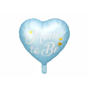 Folieballon �Mom to Be� � bl� hjerteform, 35 cm