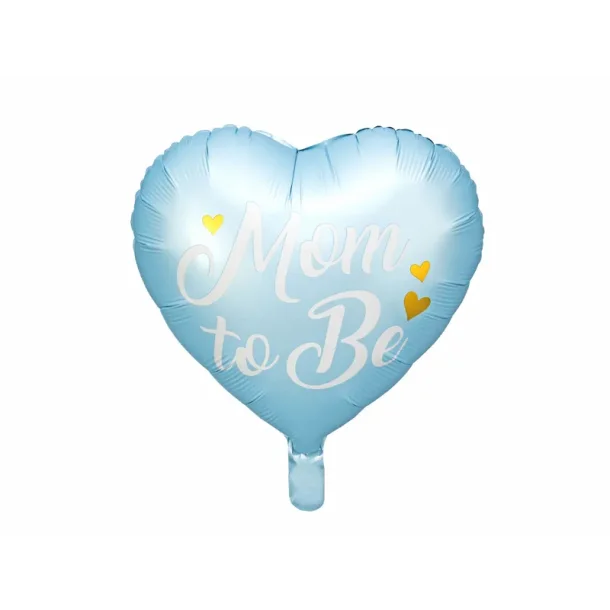 Folieballon �Mom to Be� � bl� hjerteform, 35 cm