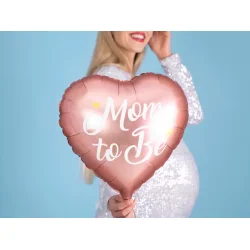 Folieballon �Mom to Be� � pink hjerteform, 35 cm