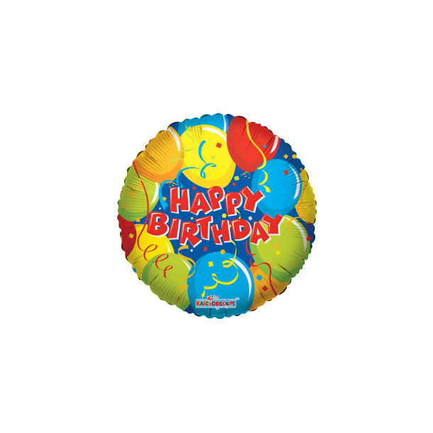 Folieballon Rund - Happy Birthday Med Confetti 45 Cm