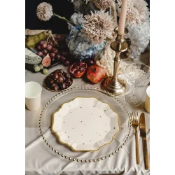 Fsc Paptallerkener � beige med guldstjerner, 21 cm (6 stk.)