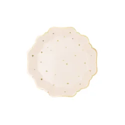Fsc Paptallerkener � beige med guldstjerner, 21 cm (6 stk.)