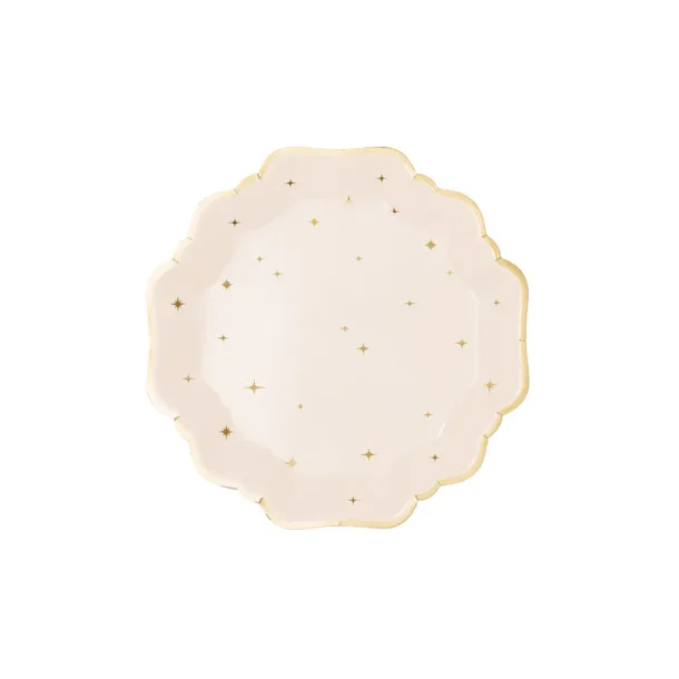 Fsc Paptallerkener � beige med guldstjerner, 21 cm (6 stk.)