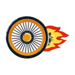 Fsc Paptallerkner Racerhjul med flammer (mix, 26,5 x 18 cm, 6 stk.)
