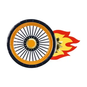 Fsc Paptallerkner Racerhjul med flammer (mix, 26,5 x 18 cm, 6 stk.)