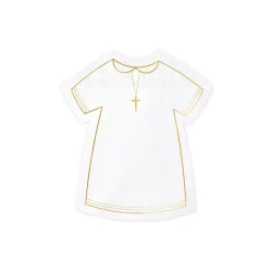 Fsc Servietter Konfirmation / F�rste Kommunion � Alb, hvid med guldtryk, 14 � 16 cm 