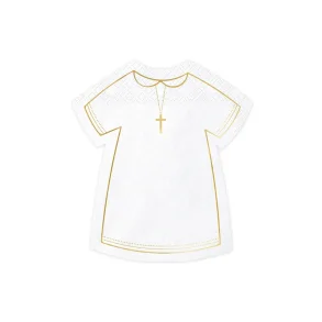 Fsc Servietter Konfirmation / F�rste Kommunion � Alb, hvid med guldtryk, 14 � 16 cm 