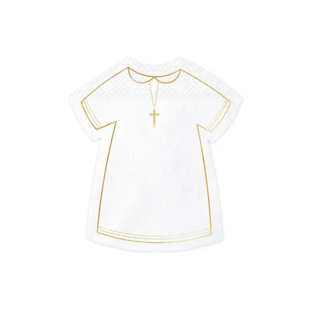 Fsc Servietter Konfirmation / F�rste Kommunion � Alb, hvid med guldtryk, 14 � 16 cm 