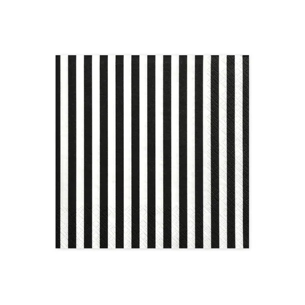 Fsc Servietter Stripes � Sort/Hvid, 33 cm 20 stk.