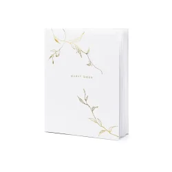 G�stebog � Hvid med Guld � 20 x 24,5 cm � Bryllup &amp; Konfirmation