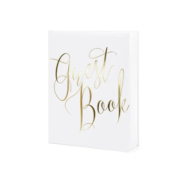 G�stebog � Hvid med Guldtekst � 20 x 24,5 cm � 22 Sider