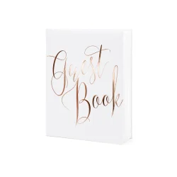 G�stebog � Hvid med Rose Gold-tekst � 20 x 24,5 cm � 22 Sider