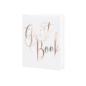 G�stebog � Hvid med Rose Gold-tekst � 20 x 24,5 cm � 22 Sider