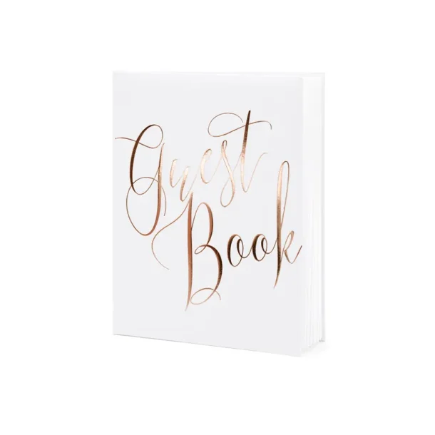 G�stebog � Hvid med Rose Gold-tekst � 20 x 24,5 cm � 22 Sider