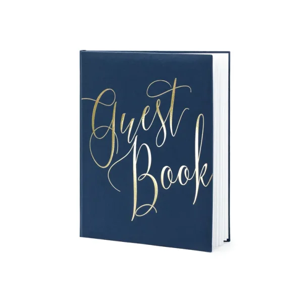 G�stebog Navy Bl� med Guldskrift � 20 x 24,5 cm � 22 Sider