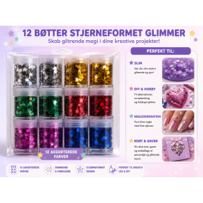 Glimmer Stjerner Til Slim & DIY � 12 B�tter Assorterede Farver