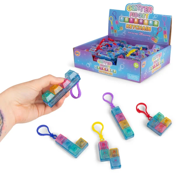 Glitter Fidget Keyboard Keychain  Klik med stil!