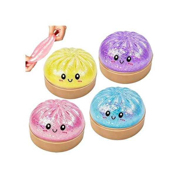 Glitter gele Squeezy Dumpling Mystery 8,5 cm