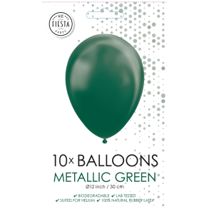 Gr�n Metallic Balloner 30 cm � Premium Latex til Helium & Luft (10 stk)