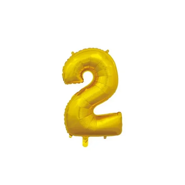 Tal Folieballon "2"  -Guld 66 Cm 