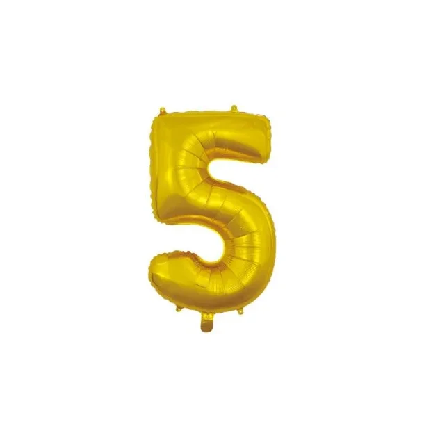  Tal Folieballon "5"  -Guld 66 Cm 