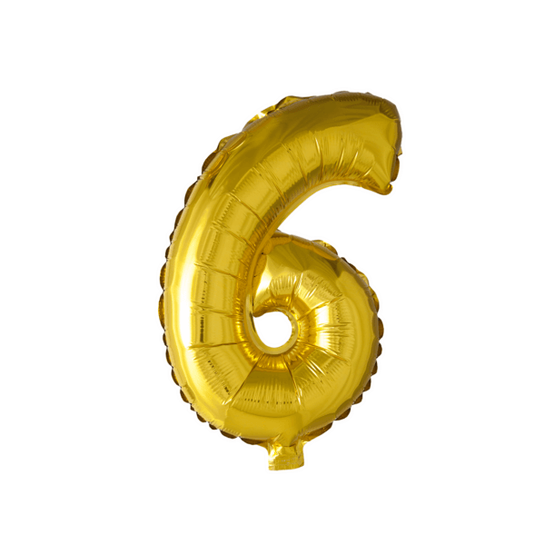 Tal Folieballon "6" -Guld 41cm