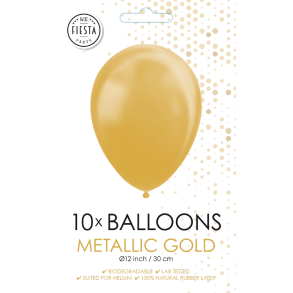 Guld Metallic Balloner 30 cm � Premium Latex til Helium & Luft (10 stk)