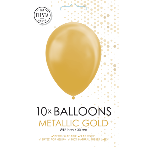 Guld Metallic Balloner 30 cm � Premium Latex til Helium &amp; Luft (10 stk)