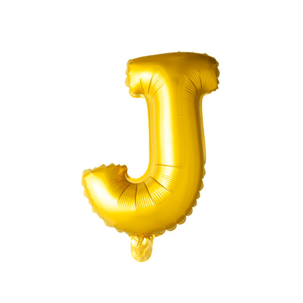 Bogstavs Folieballon "J" -  Guld - 41cm