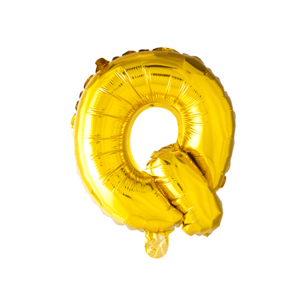 Bogstavs Folieballon "Q" -  Guld - 41cm