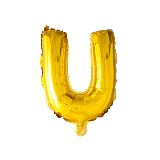 Bogstavs Folieballon "U" -  Guld - 41cm