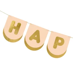 Happy Birthday Banner  150 cm  Lyserd &amp; Guld