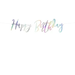 Happy Birthday Banner  Iriserende (16,5 x 62 cm)