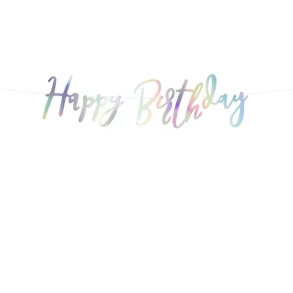 Happy Birthday Banner  Iriserende (16,5 x 62 cm)
