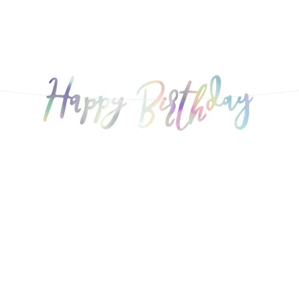 Happy Birthday Banner  Iriserende (16,5 x 62 cm)