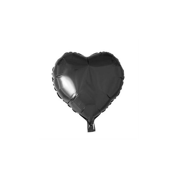Hjerte Folieballon Sort 45cm 
