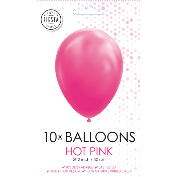 Hot Pink Balloner 30 cm � Premium Latex til Helium &amp; Luft (10 stk)