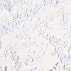 Hvid Tekst "Love"-  Konfetti 14 Gram