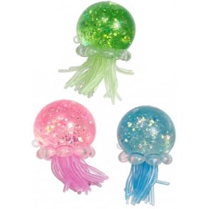 Jellyfish Sugar Stressbold 8 cm med Glimmer Assorteret