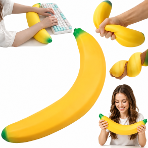 Jumbo Banan Stressbold med Tofu-fyld � K�mpe 40 cm