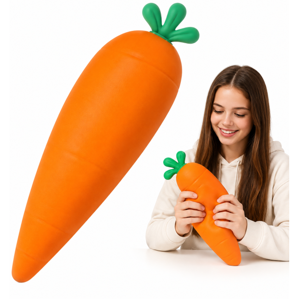 Jumbo Gulerod Stressbold med Tofu-fyld � K�mpe 30 � 9 cm