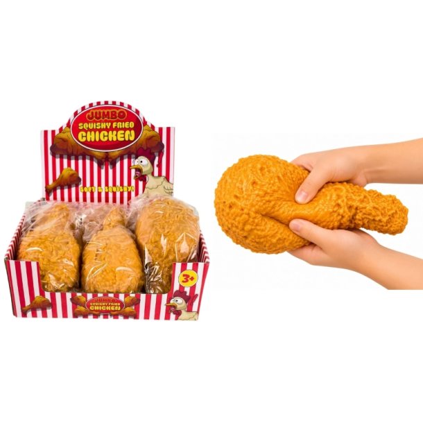 Jumbo Kyllingel�r Squishy 21 cm � Marshmallow Fyld �  Fried Chicken