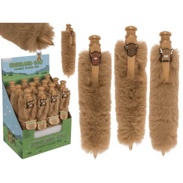 Jumbo Plush Kuglepen 28 cm � Highland Cow Plys Pen